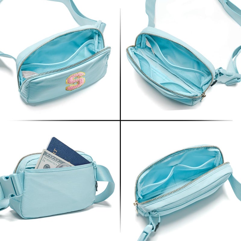Gitus Gifts for 7 8 9 10 11 Year Old Girls Belt Bag Fanny Pack Crossbody Bags with Initial Letter Patch Birthday Gifts for Daughter Sister Friends Teen girls (Icing Blue-S) - Image 5